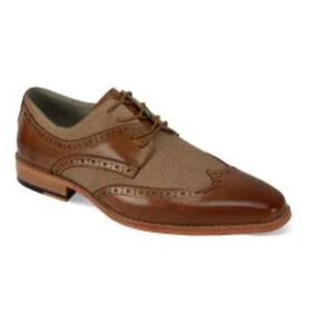 GIOVANNI MEN'S LACE UP LEATHER  DRESS SHOE-FABRIC ACCENT.
